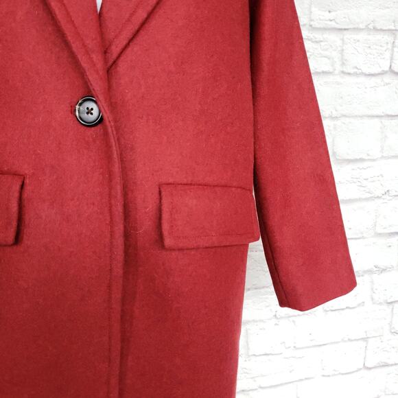 J. Crew Melton Wool Boyfriend Topcoat Red Size 00P - Picture 14 of 16